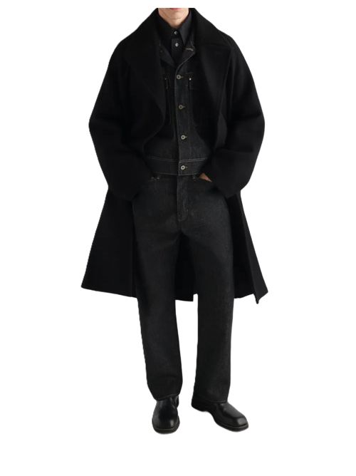 double-breasted coat in felted wool and alpaca blend Lemaire | CO1169LF1700BK999 BLACK